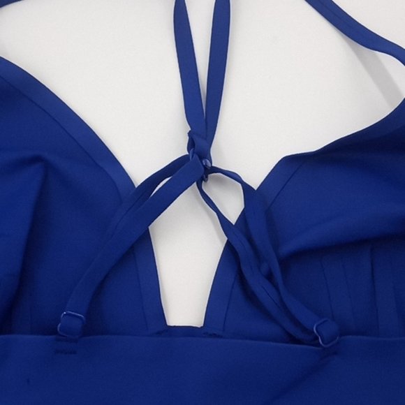 Free People Sage Longline Stretch Plunging V-Neck Bralette Aqua Blue - Picture 10 of 14